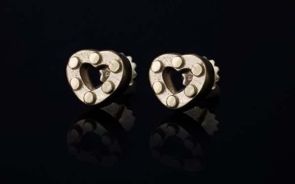 gold heart earring with lego studs