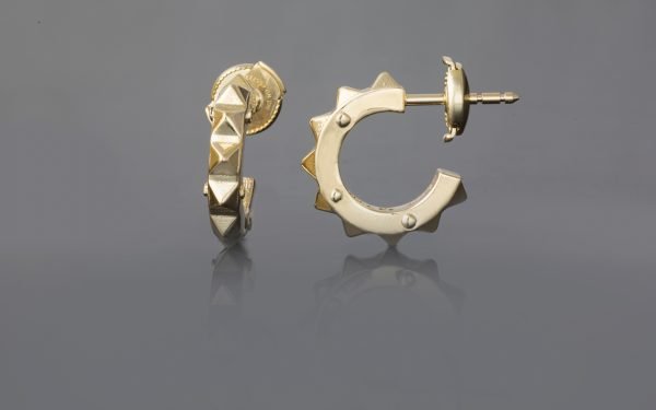 contemporary jewellery gold earrings pyramid design