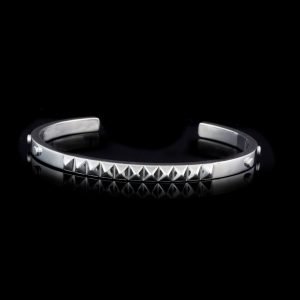 silver bangle with pyramid design