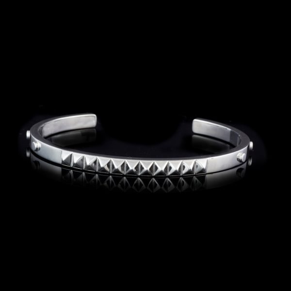 silver bangle with pyramid design