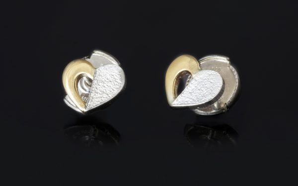 heart shape silver and gold earrings