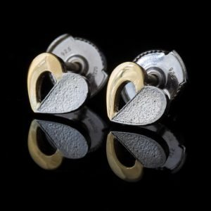 silver and gold heart earrings