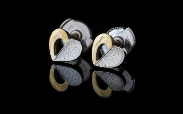 silver and gold heart earrings