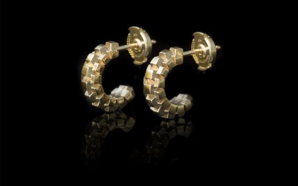 small gold earrings contemporary sugar cube design