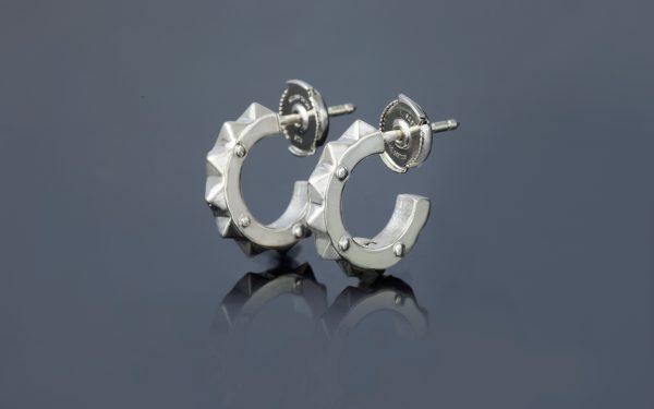 small silver pyramid earrings