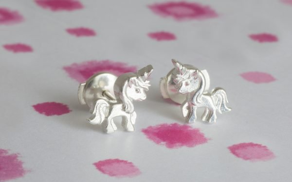 childrens earrings silver unicorns