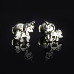 kids earrings in silver unicorns