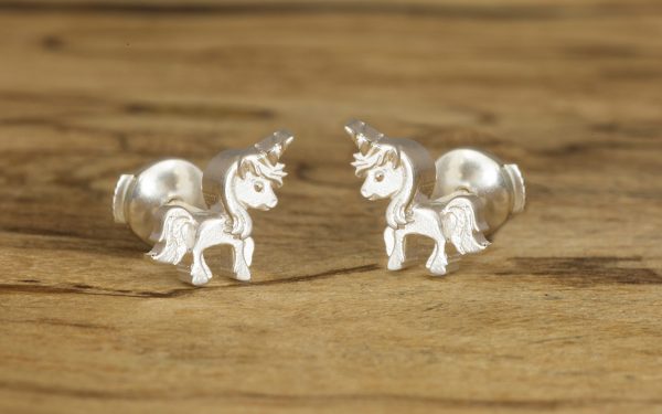 unicorn earrings for kids in silver